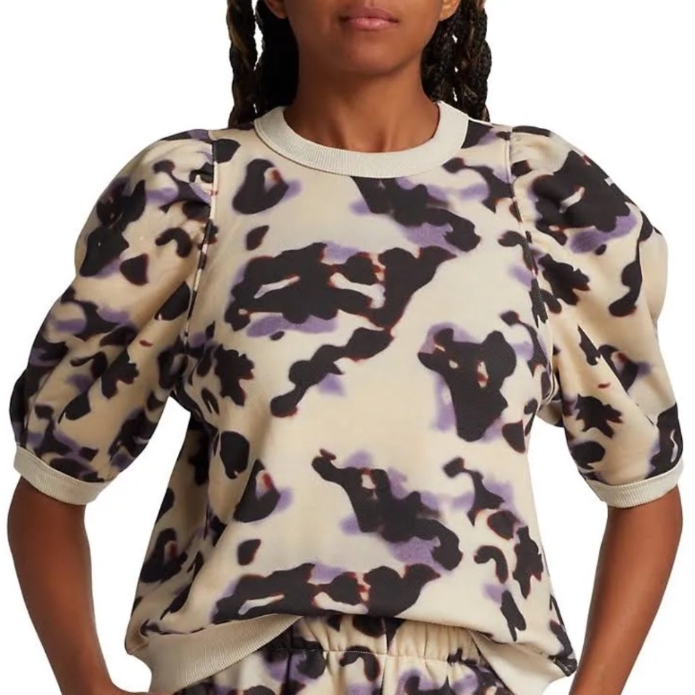 Worthy Threads Women's Tortoise Puff-Sleeve Sweater